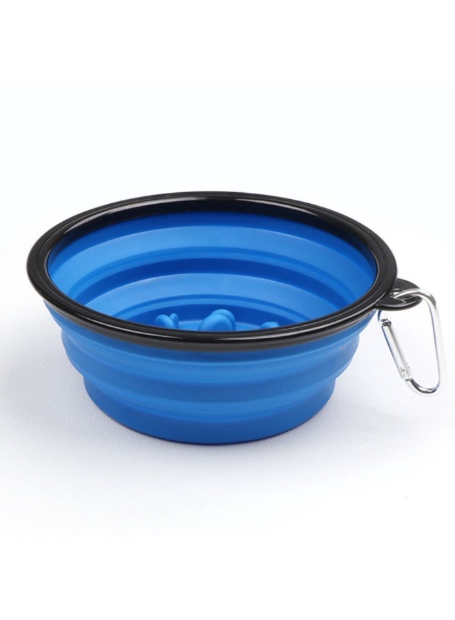 Portable Silicone Pet Bowl Blue/White 18centimeter - Image 3