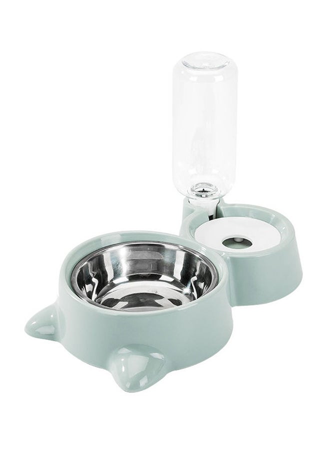 Generic Automatic Pet Feeder And Water Bowl Set Blue/Silver 5.5 x 1.6inch 