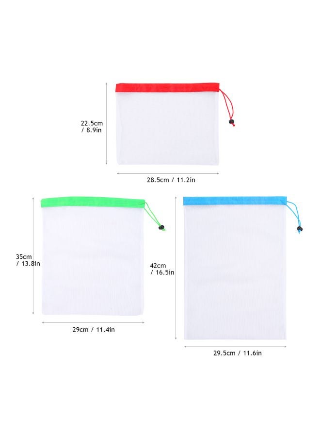 15-Piece Reusable Produce Bag Set Multicolour Large Bag (29.5x42), Medium Bag (29x35), Small Bag(28.5x22.5)cm  - Image 4