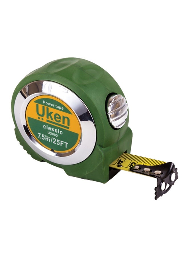 Uken Classic Measuring Tape Green/Yellow 7.5meter Green/Yellow 7.5meter