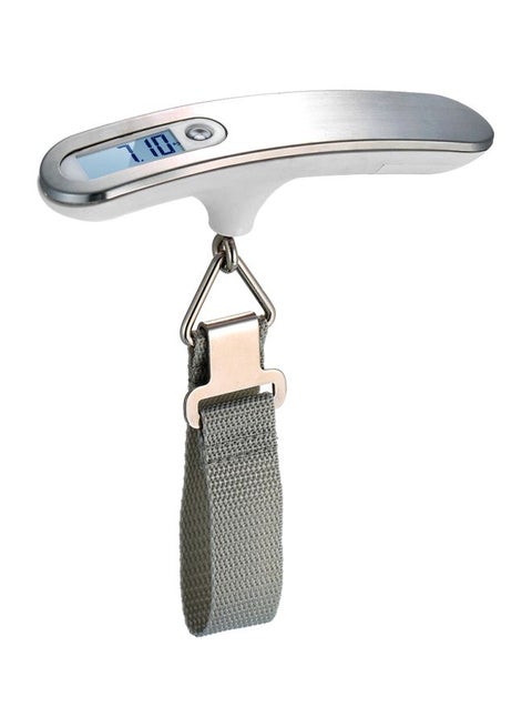 Portable Digital Luggage Scale Silver/Grey 17.5x9x4centimeter