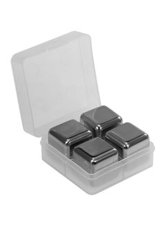 4-Piece Reusable Stainless Steel Ice Cubes Silver 2.6x2.6x2.6cm