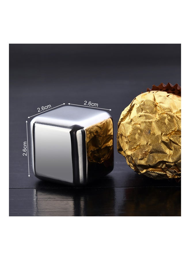 Generic - 4-Piece Reusable Stainless Steel Ice Cubes Silver 2.6x2.6x2.6cm - Image 1