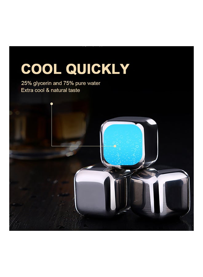 Generic - 4-Piece Reusable Stainless Steel Ice Cubes Silver 2.6x2.6x2.6cm - Image 1