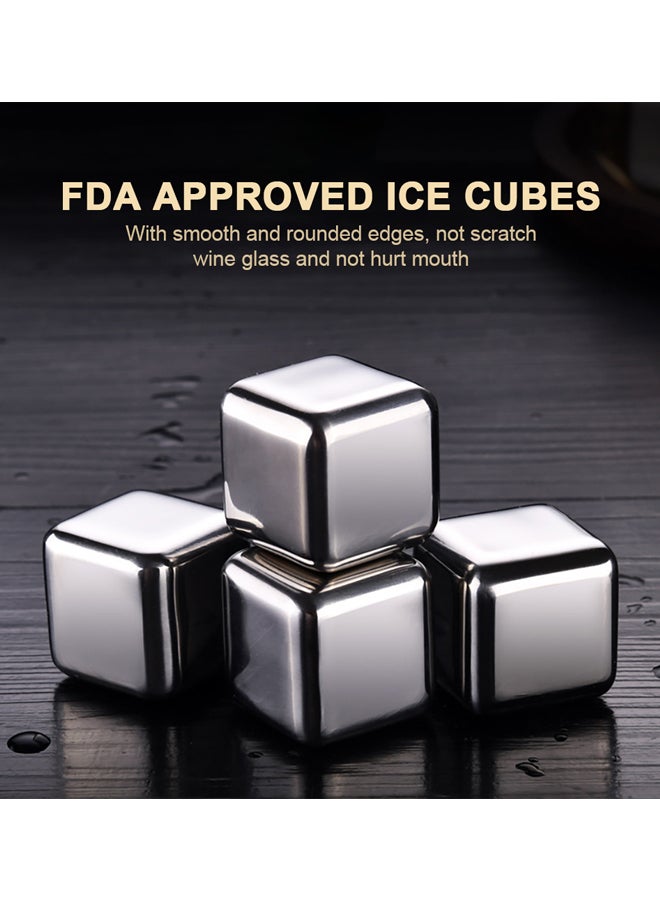 Generic - 4-Piece Reusable Stainless Steel Ice Cubes Silver 2.6x2.6x2.6cm - Image 1