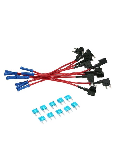 10-Piece Car Add-A-Circuit Fuse TAP Adapter Set With Mini Blade Fuse Holder
