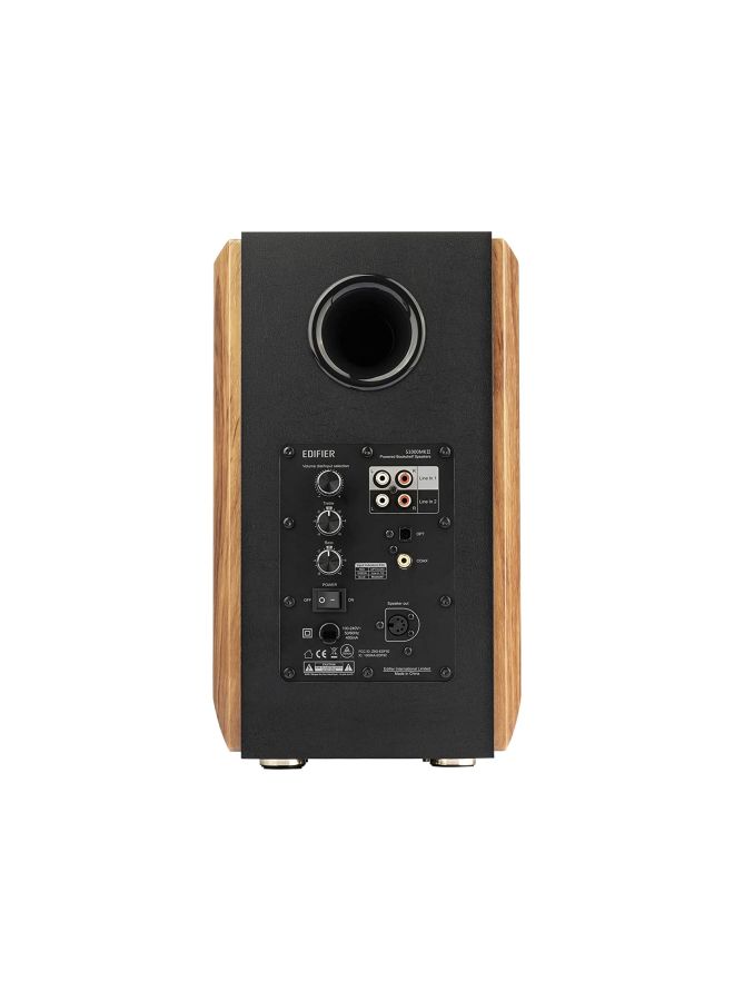 S1000MKII Audiophile Active Bookshelf 2.0 Speakers - 120w Speakers Bluetooth 5.0 with aptX HD - Optical Input - S1000MK2 Powered Near-Field Monitor Speaker with Class D Amp S1000MKII Brown/Black
