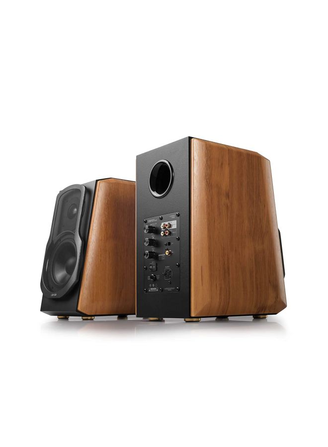 S1000MKII Audiophile Active Bookshelf 2.0 Speakers - 120w Speakers Bluetooth 5.0 with aptX HD - Optical Input - S1000MK2 Powered Near-Field Monitor Speaker with Class D Amp S1000MKII Brown/Black