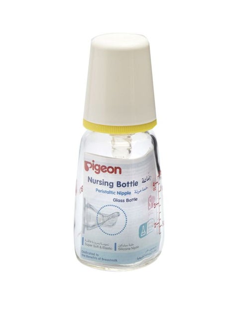 Glass Nursing Feeding Bottle, 120ml - Clear/White
