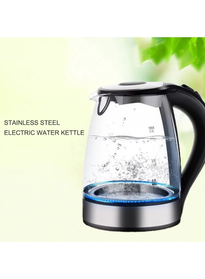 Generic - Double Wall Cordless Glass Electric Water Kettle 1.7 L H31990EU Clear/Black - Image 1