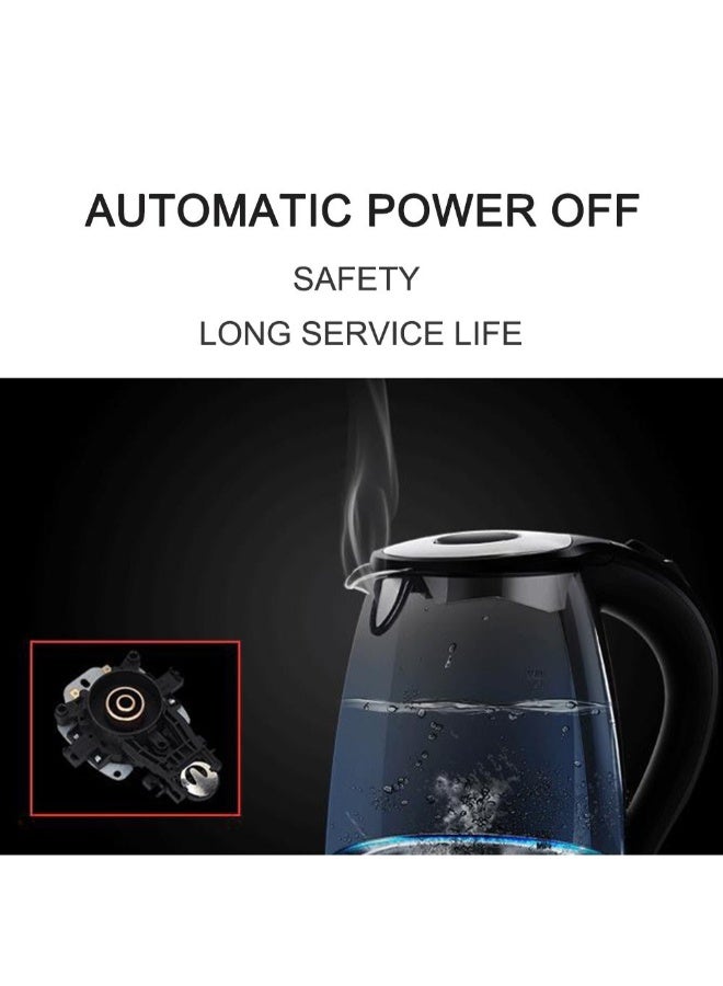 Generic - Double Wall Cordless Glass Electric Water Kettle 1.7 L H31990EU Clear/Black - Image 1