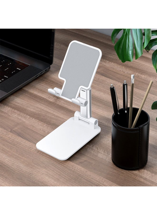 Foldable Angle Height Adjustable Cell Phone Desktop Stand White