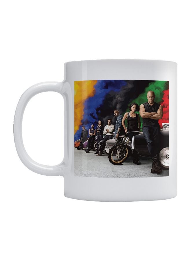 أتيك "مج مطبوع عليه عبارة "Fast And Furious" أبيض / أسود / أزرق