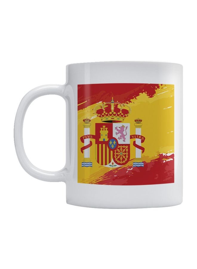 Spain Flag Printed Mug White/Yellow/Red 350ml
