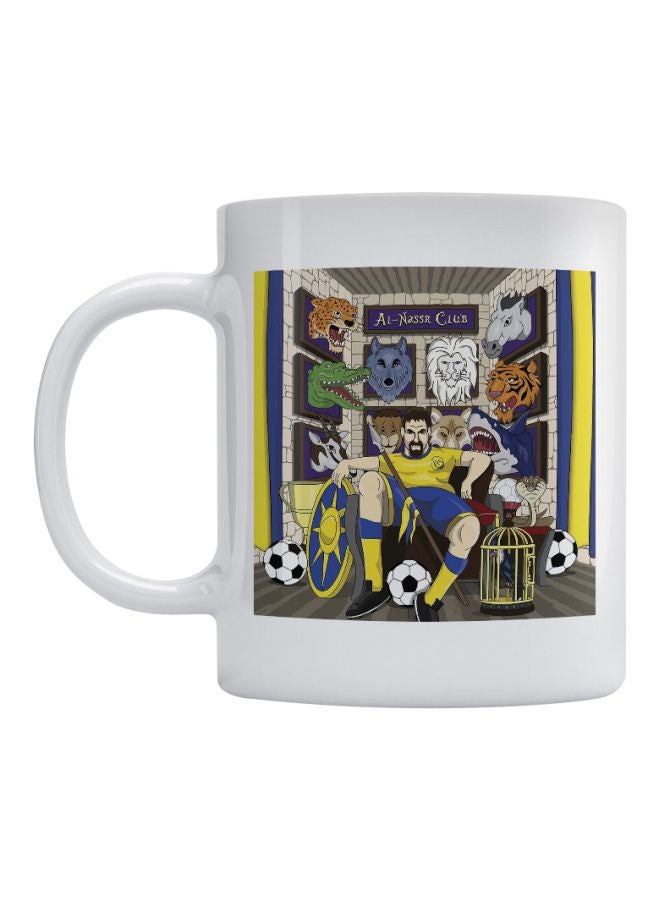 أتيك مجّ بطبعة شعار نادي النصر لكرة القدم أبيض/أصفر/أزرق 350ملليلتر