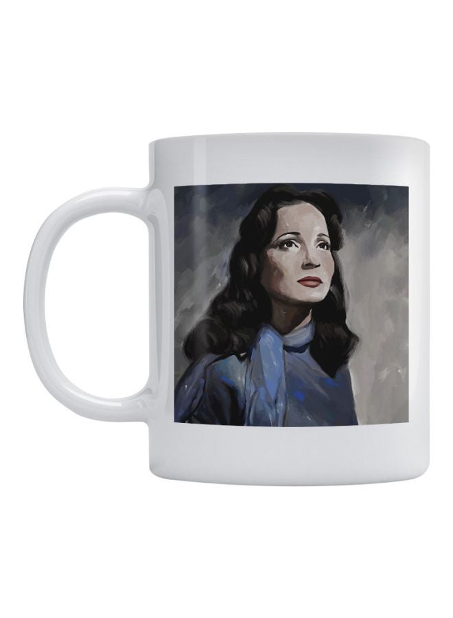 أتيك مج مطبوع عليه صورة الفنانة شادية أبيض/رمادي/أسود 350ملليلتر