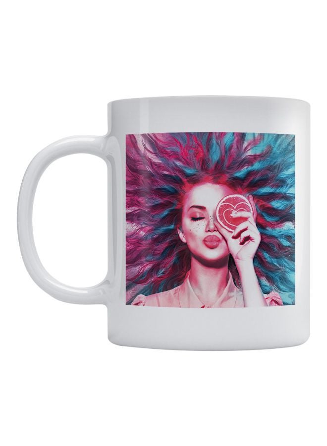 Atiq Printed Ceramic Mug White/Pink/Blue