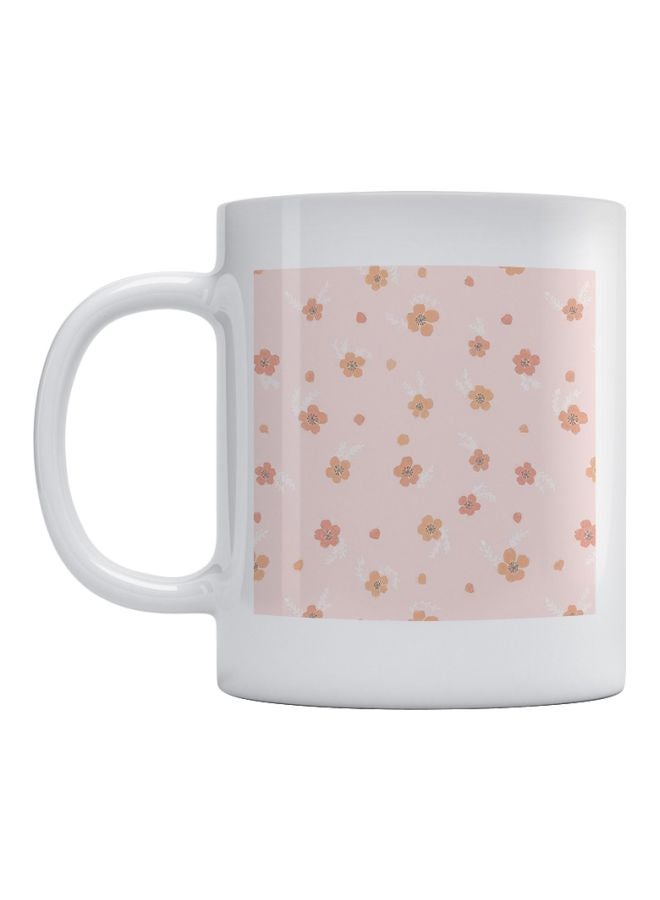 أتيك مج بطبعة زهور أبيض/ وردي