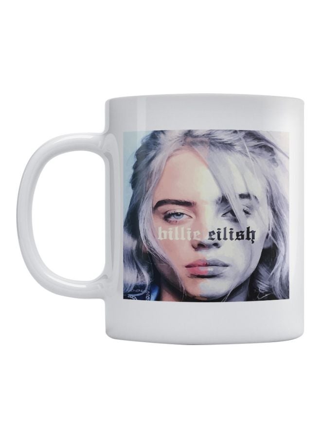 Billie Eilish Printed Mug White/Pink/Grey