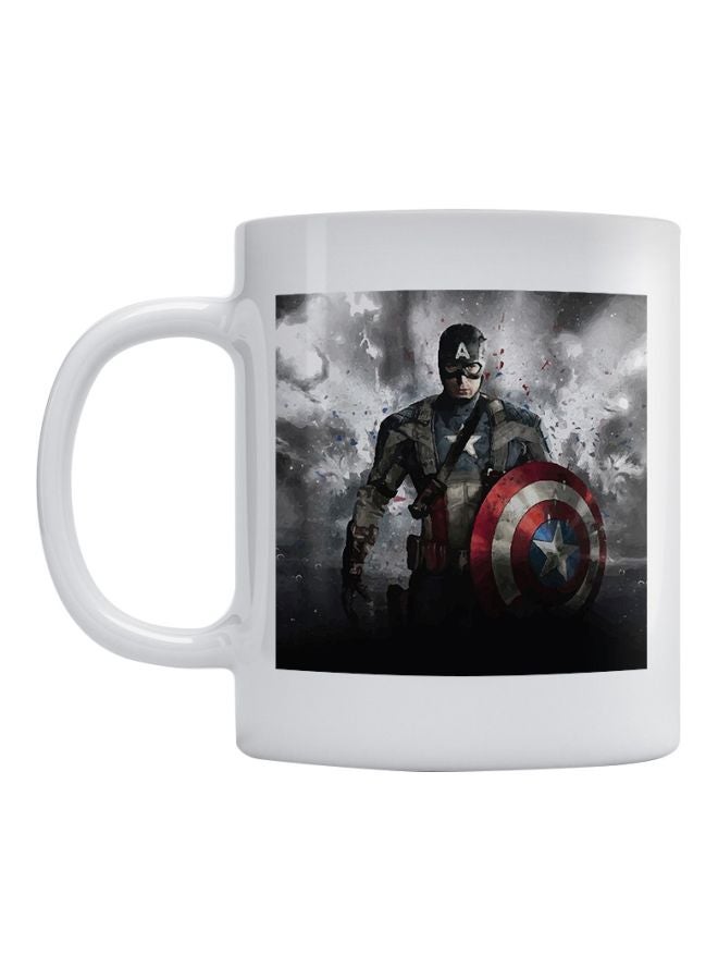 Atiq Captain America Printed Ceramic Mug White/Grey/Red
