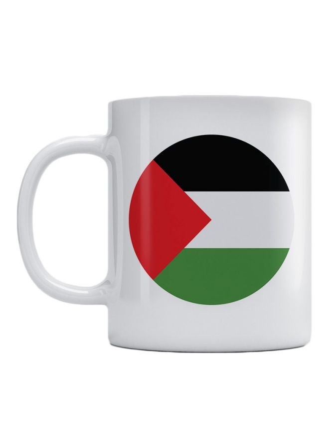 Atiq Palestine Flag Printed Ceramic Mug White/Black/Red 350ml 