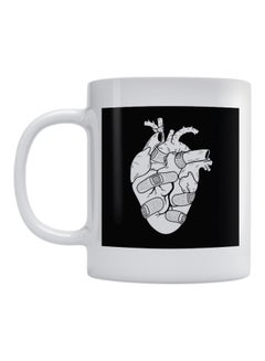 Heart Printed Ceramic Mug White/Black