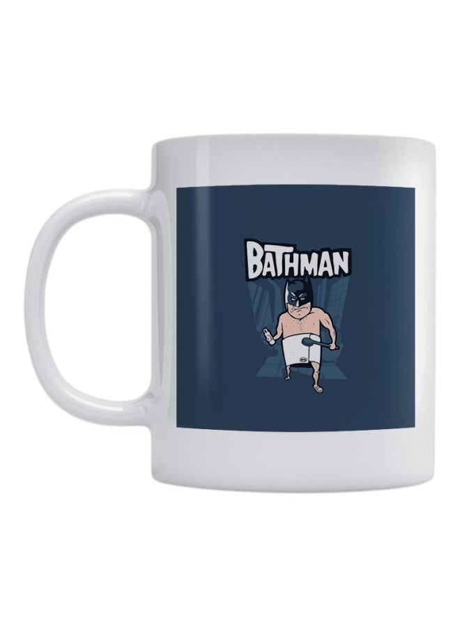 Bathman Printed Ceramic Mug White/Blue/Beige