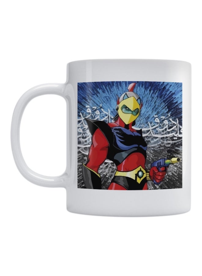 Daisuke Grendizer Printed Ceramic Mug White/Blue/Red 350ml