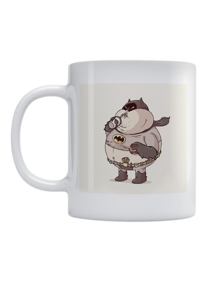 Batman Printed Ceramic Mug White/Brown/Grey 350ml
