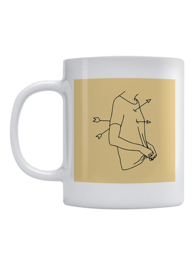 Atiq Feelings Printed Ceramic Mug White/Brown/Black 
