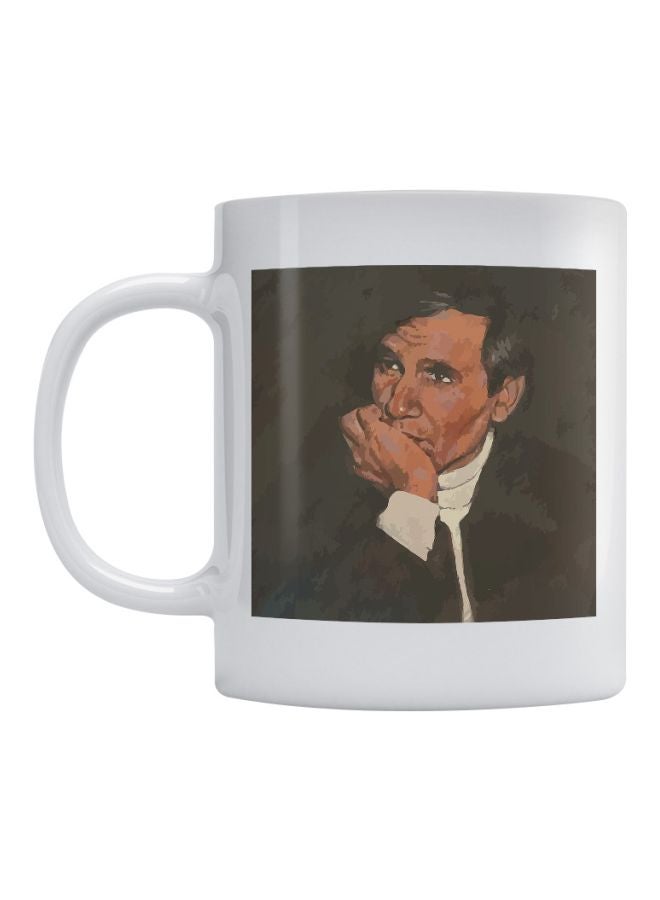Atiq Arab Artist Abdel Halim Hafez Printed Mug White/Brown/Beige 350ml
