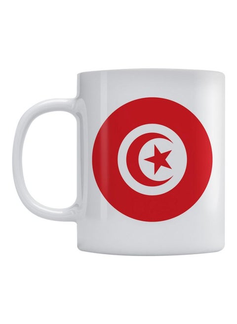 Tunis Flag Printed Ceramic Mug White/Red 350ml