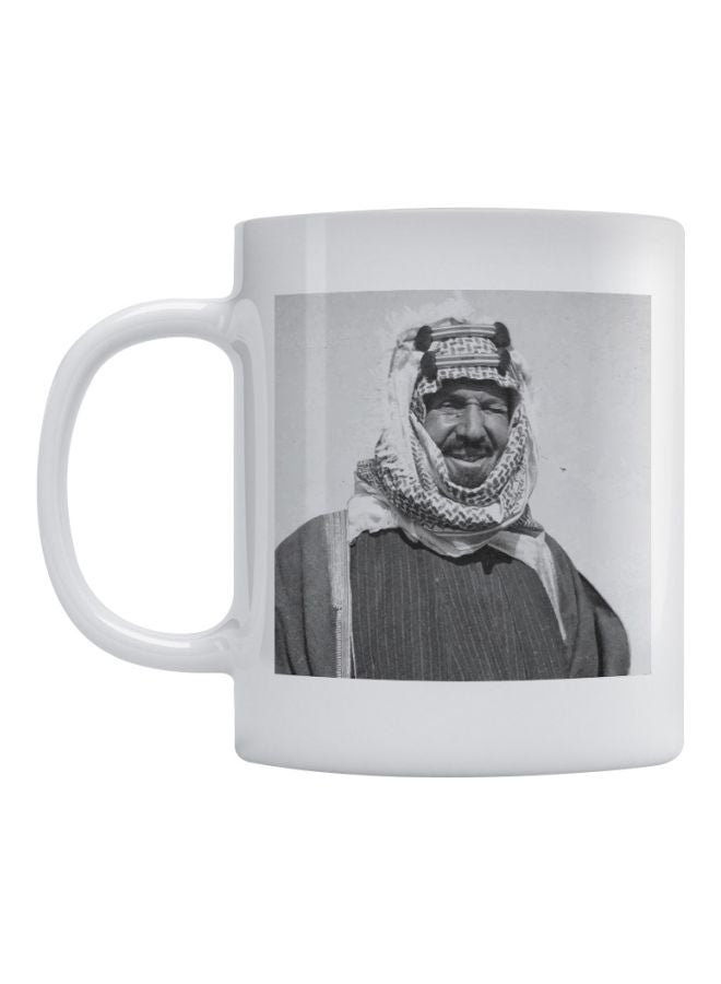 King Abdulaziz Al Saud Printed Ceramic Mug White/Grey