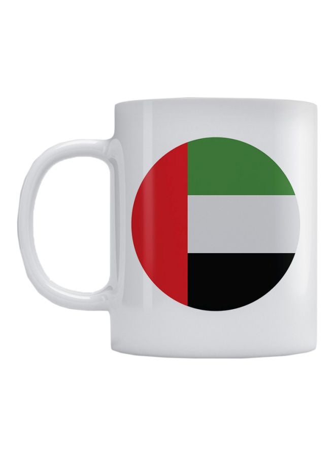 Atiq UAE Flag Printed Ceramic Mug White/Red/Green 350ml
