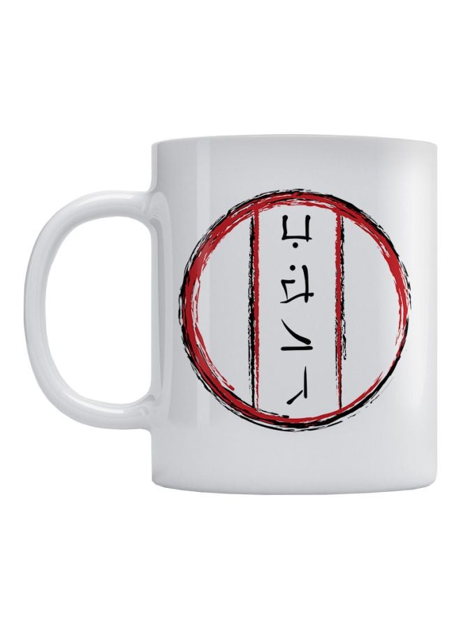 أتيك مج سيراميك بطبعة عبارة يابانية أبيض/أحمر/أسود