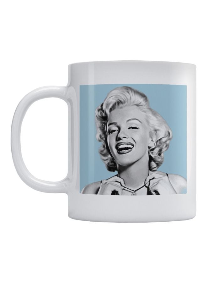 Marilyn Monroe Printed Coffee Mug White/Blue/Grey 350ml