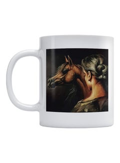 Atiq Woman And Horse Printed Mug White/Black/Brown 