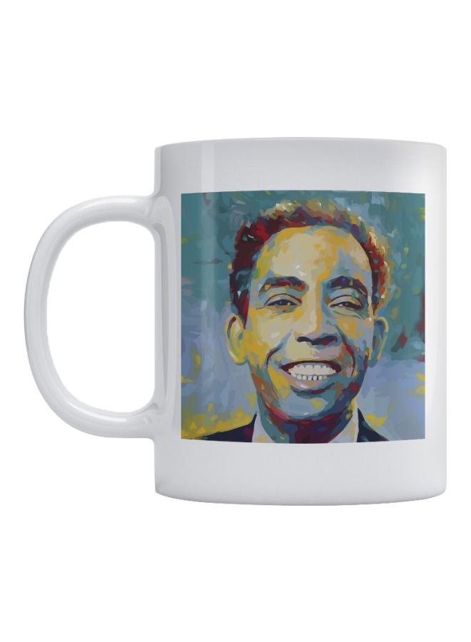 أتيك كوب مج قهوة بطبعة فنان عربي أبيض/أخضر/أصفر