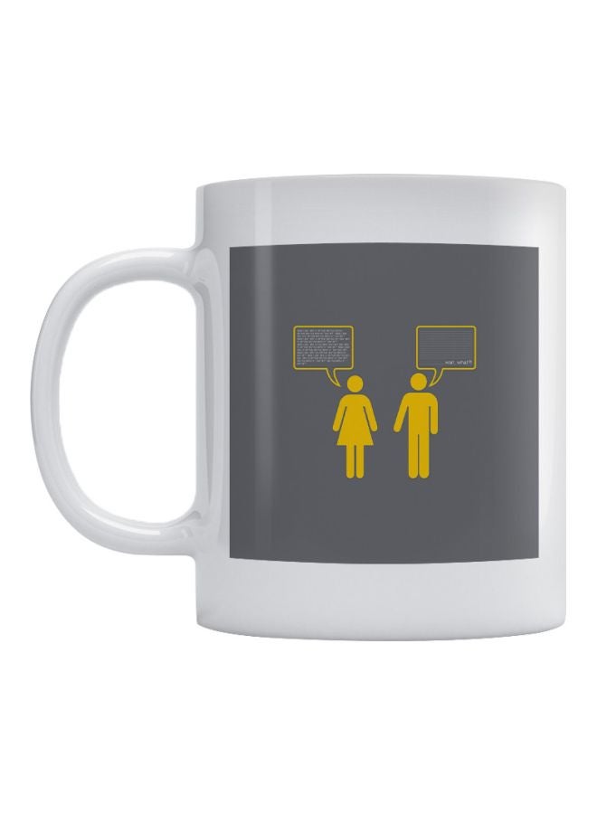 Atiq Chat Printed Mug White/Grey/Yellow 