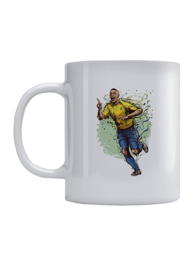 Atiq Ronaldo Printed Coffee Mug White/Yellow/Blue 350ml 