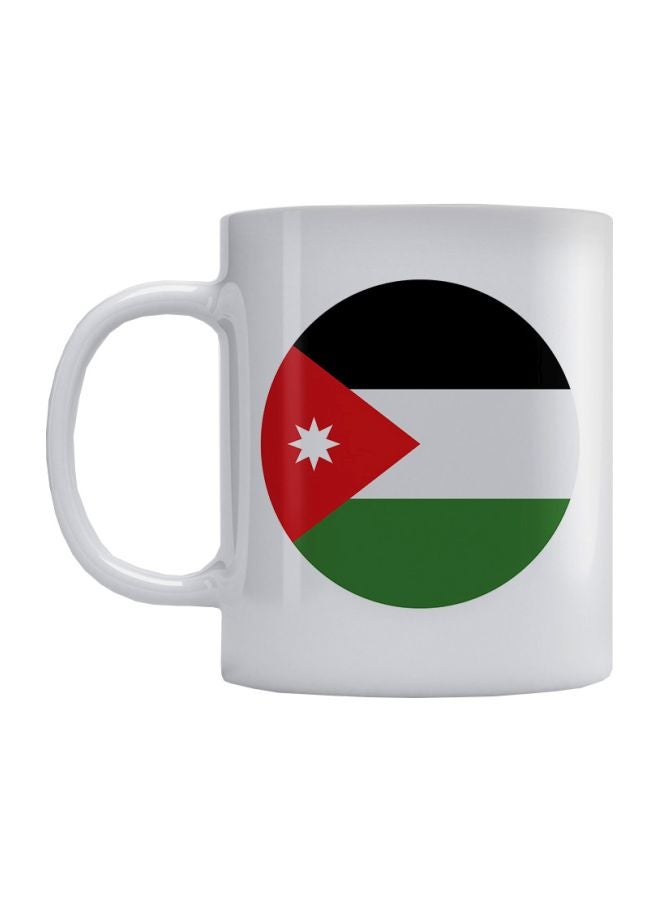Atiq Jordan Flag Printed Coffee Mug White/Green/Red 350ml