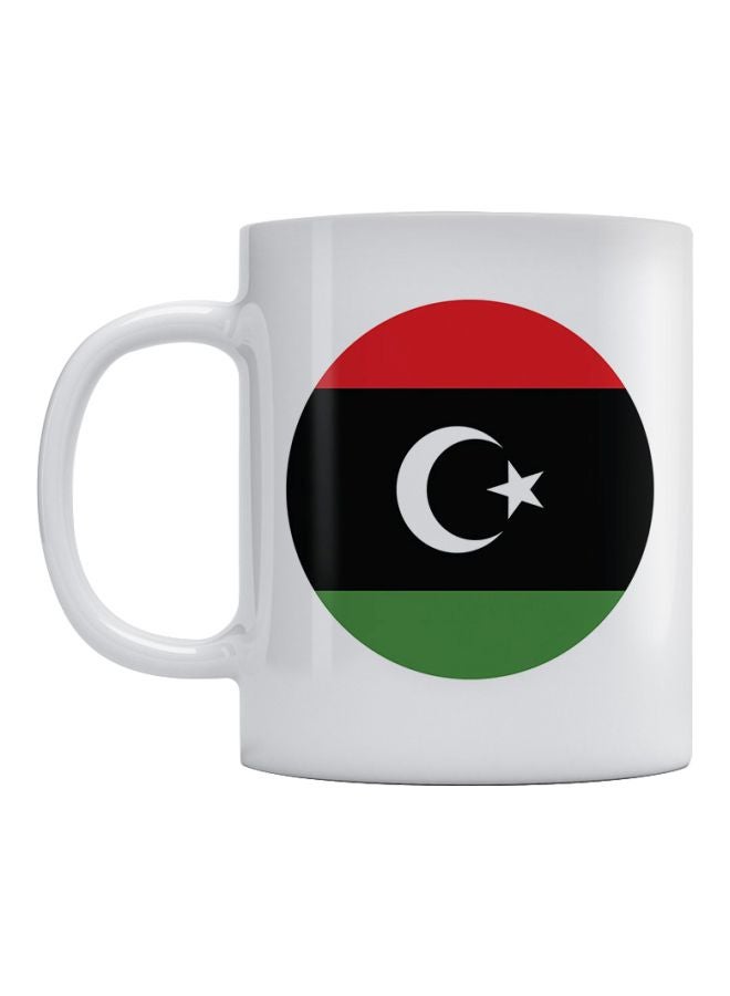 مج قهوة بطبعة علم ليبيا أبيض/أسود/أخضر
