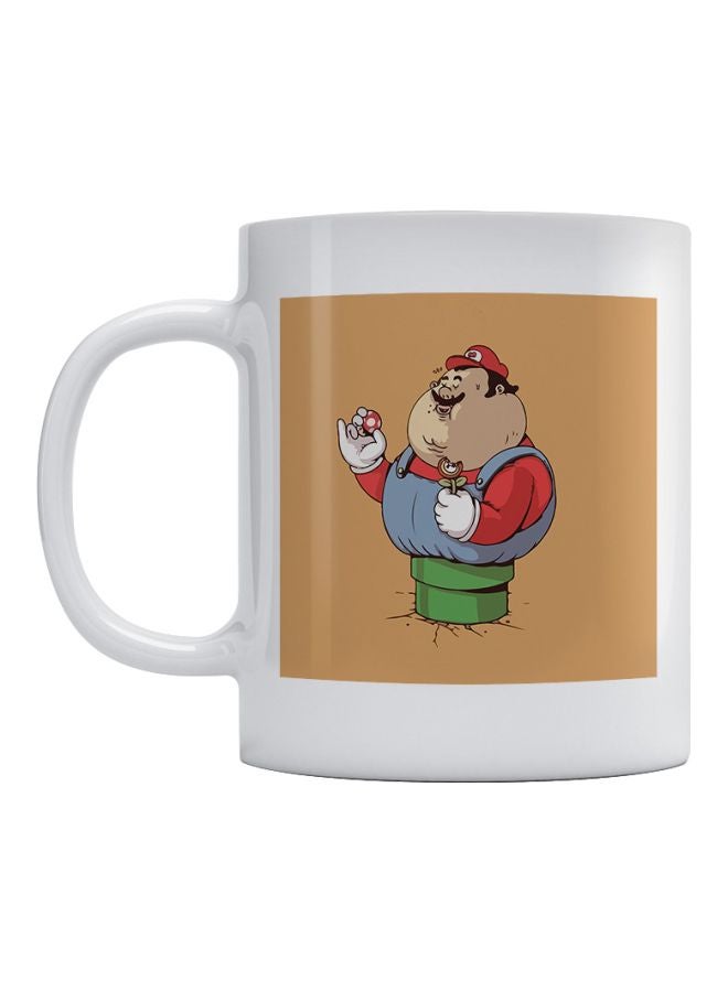 Atiq Super Mario Printed Mug White/Brown/Red 