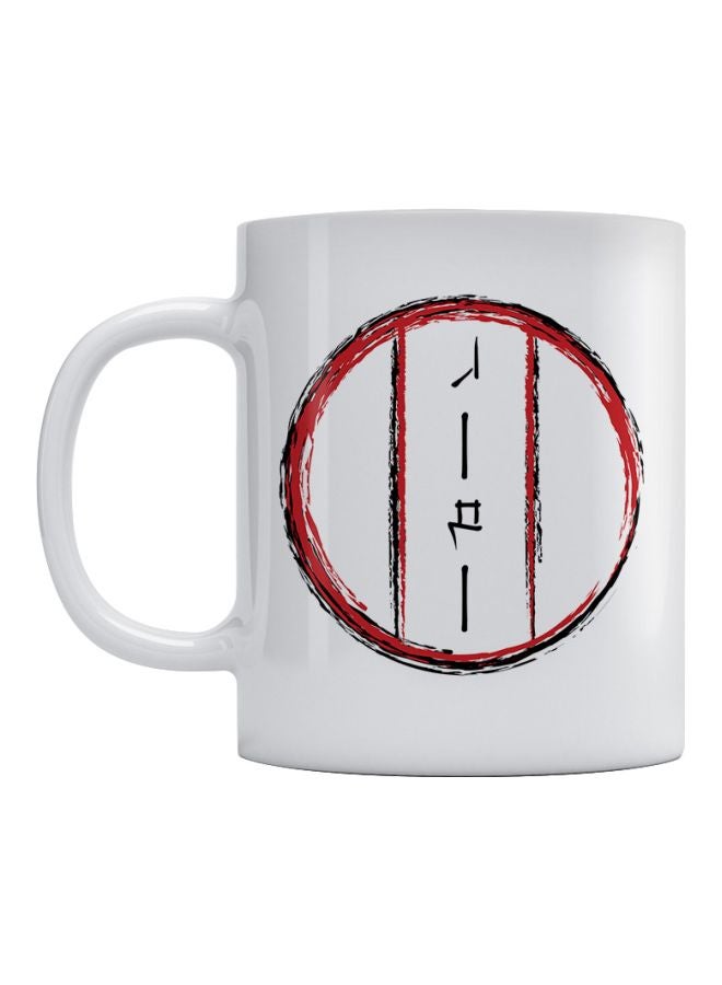 أتيك مج قهوة بطبعة فنية تحمل اسم راما بالياباني أبيض/أحمر/أسود