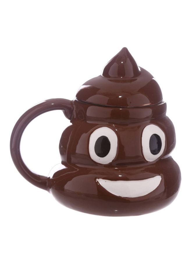 Chocolate Emoji Cup With Lid Brown/White 300ml - Image 1