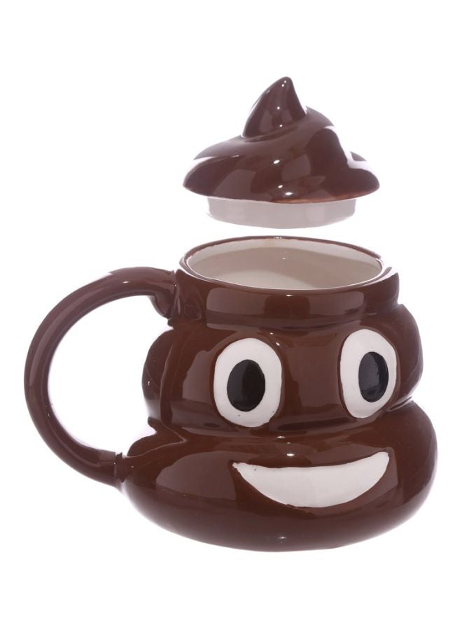 Chocolate Emoji Cup With Lid Brown/White 300ml - Image 2