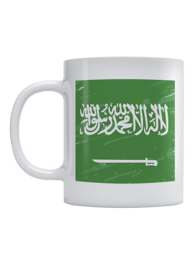 Flag Printed Coffee Mug White/Green