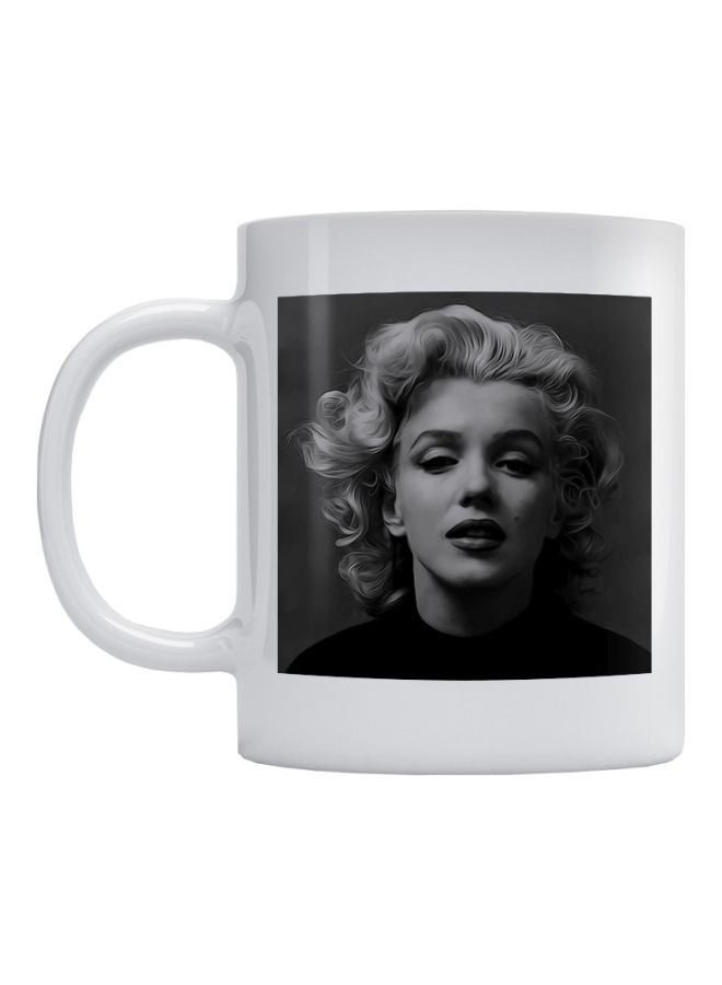 Marilyn Monroe Printed Mug White/Black 350ml