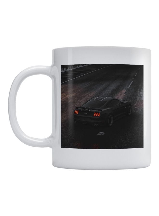 Atiq Mustang Car Printed Mug White/Black 