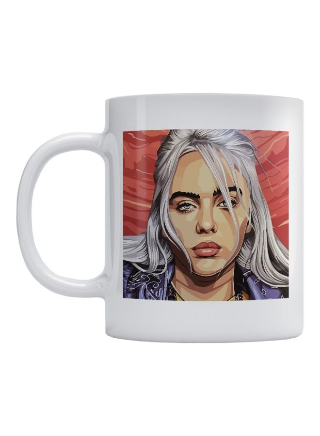 Atiq Billie Eilish Printed Coffee Mug White/Red/Grey 350ml